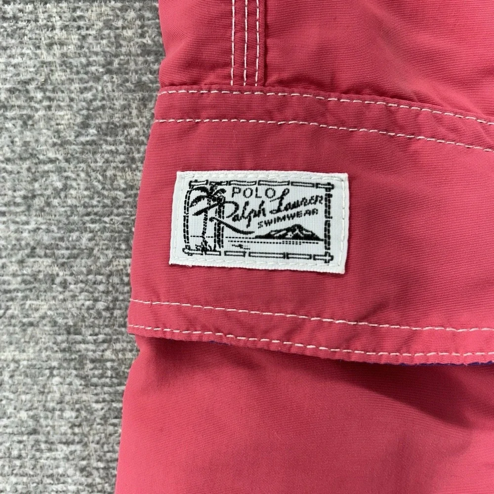 Polo Ralph Lauren Swim Trunks Men Size Large Coral Pink Drawstrings Summer‎